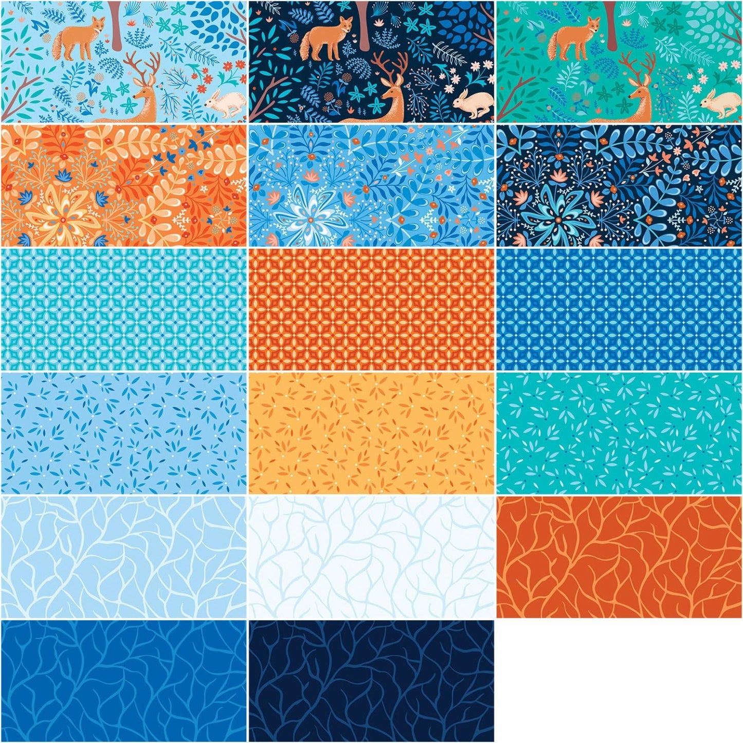 Benartex Flora & Fauna Midnight Strip-pies - 40 2.5" Strips