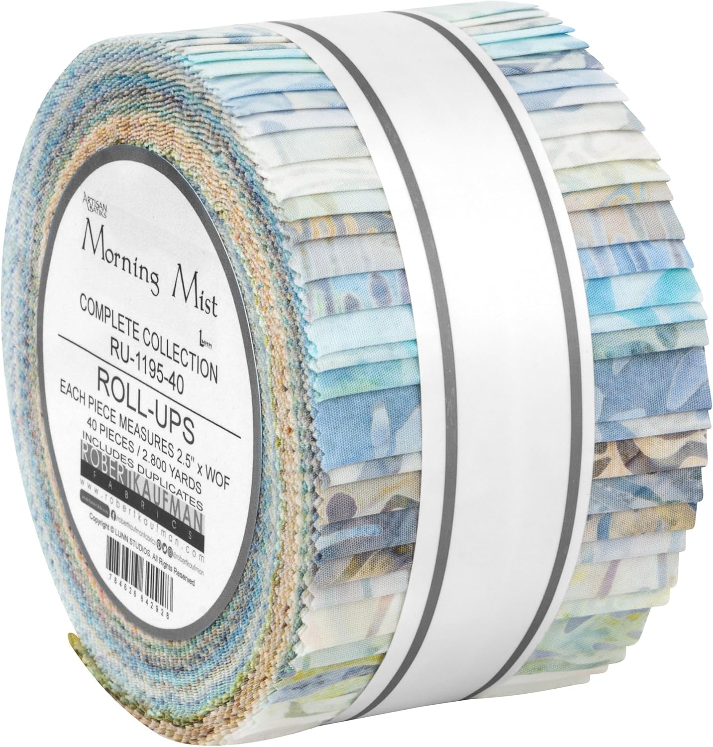 Robert Kaufman Artisan Batiks: Morning Mist Roll-up - 40 Total Strips