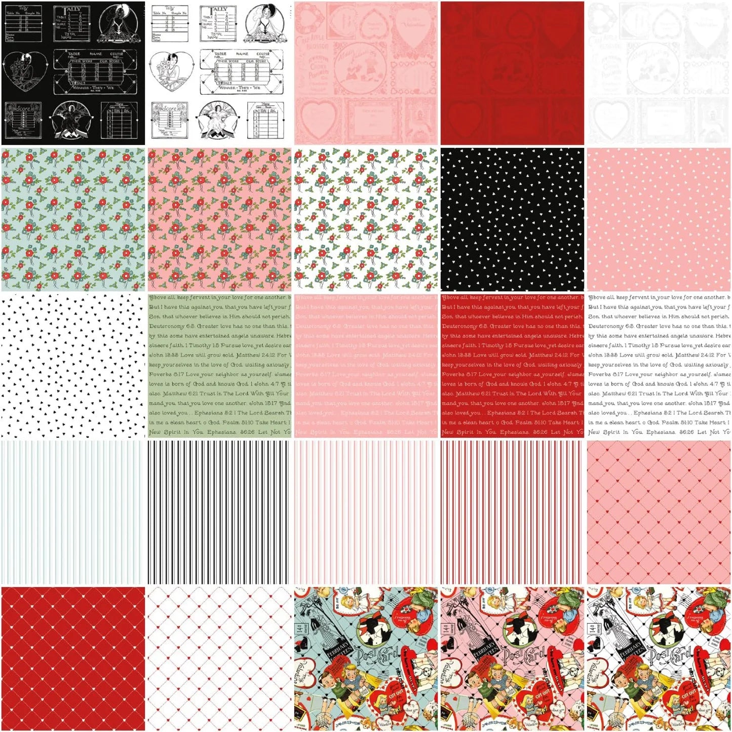 Charm Pack 5x5 Squares - Riley Blake Take Heart 5-inch Stacker - 40 5" Squares