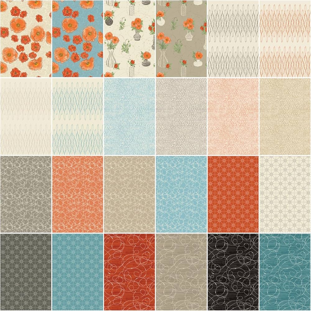 Charm Pack 5x5 Squares - Benartex Modern Vintage Treasured - 40 5" Squares