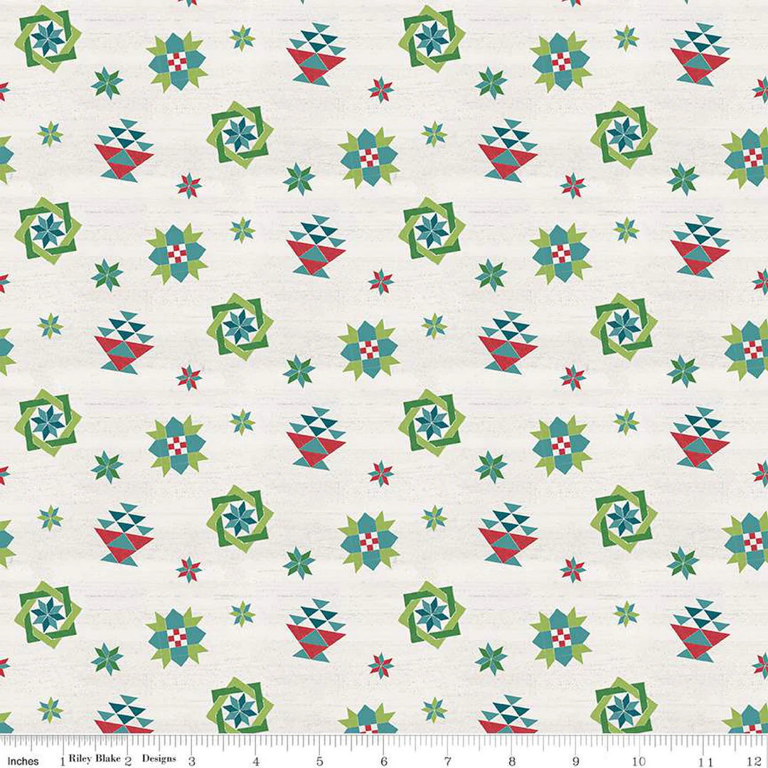 (6 yd) Riley Blake Spring Barn Quilts C14332 Multi Quilt Blocks