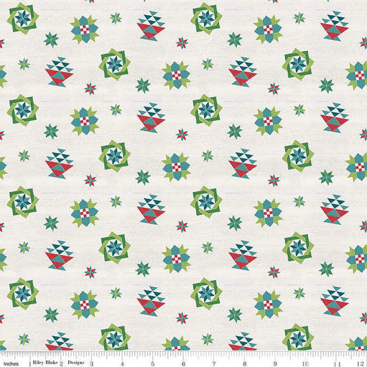 (6 yd) Riley Blake Spring Barn Quilts C14332 Multi Quilt Blocks