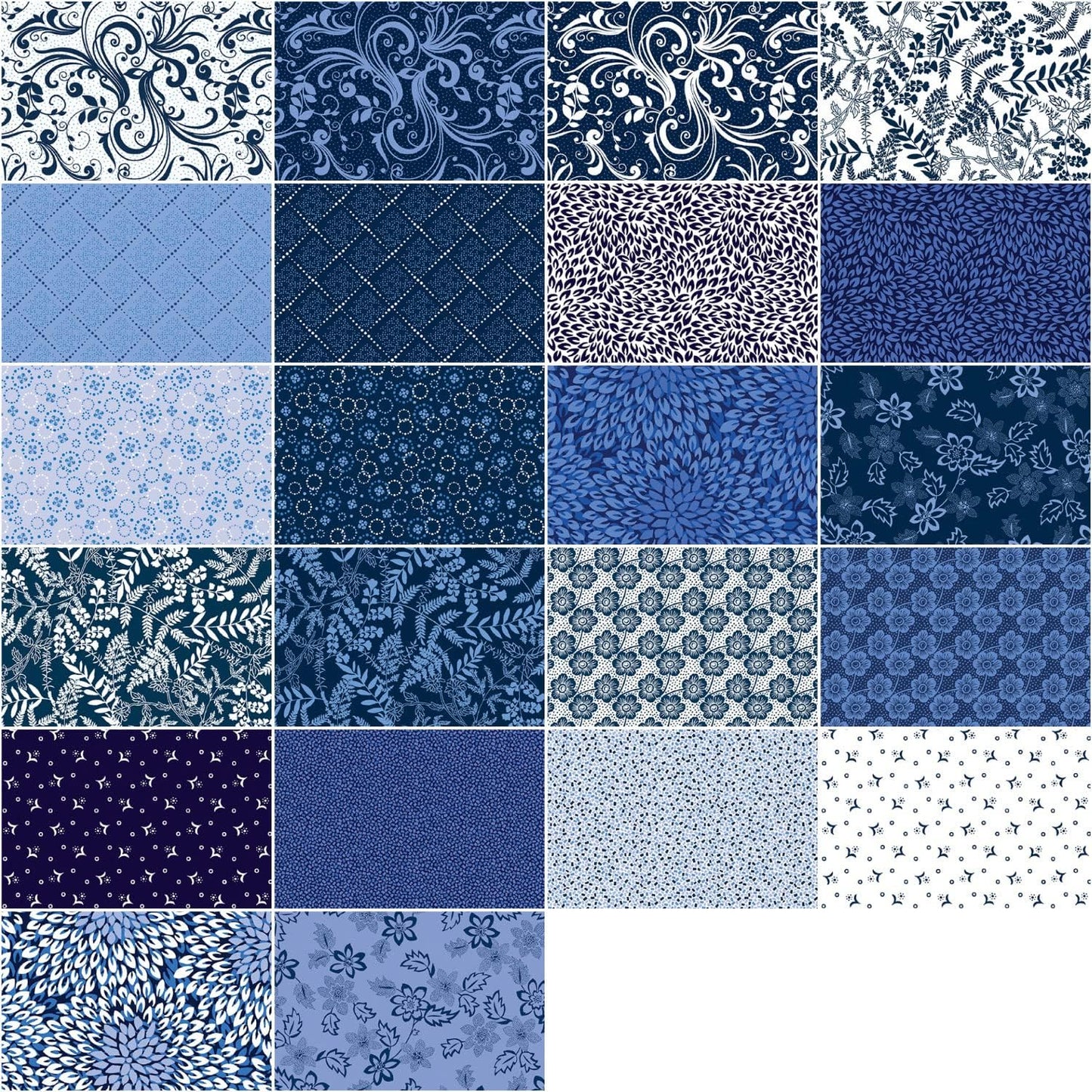 Charm Pack 5x5 Squares - Benartex Blue Rhapsody - 40 5" Squares