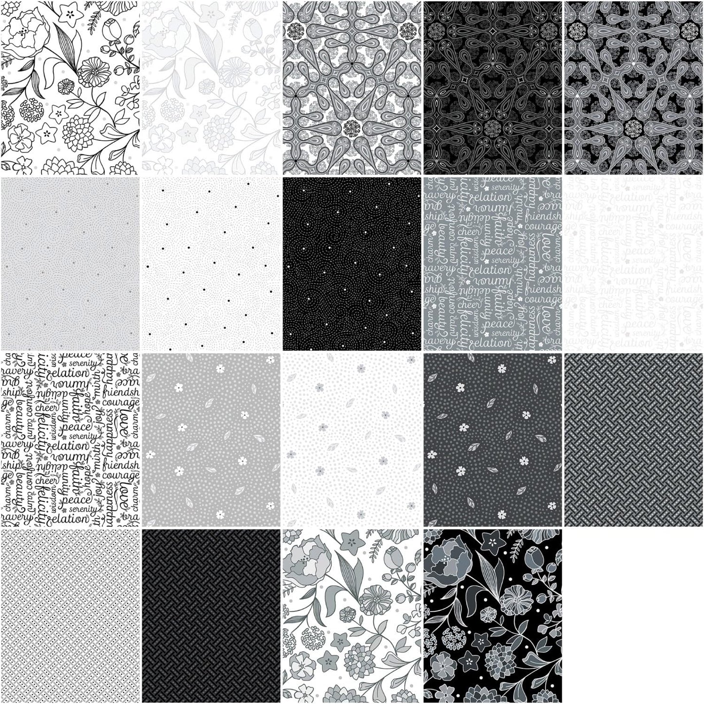 Charm Pack 5x5 Squares - Benartex Botanica - 40 5" Squares