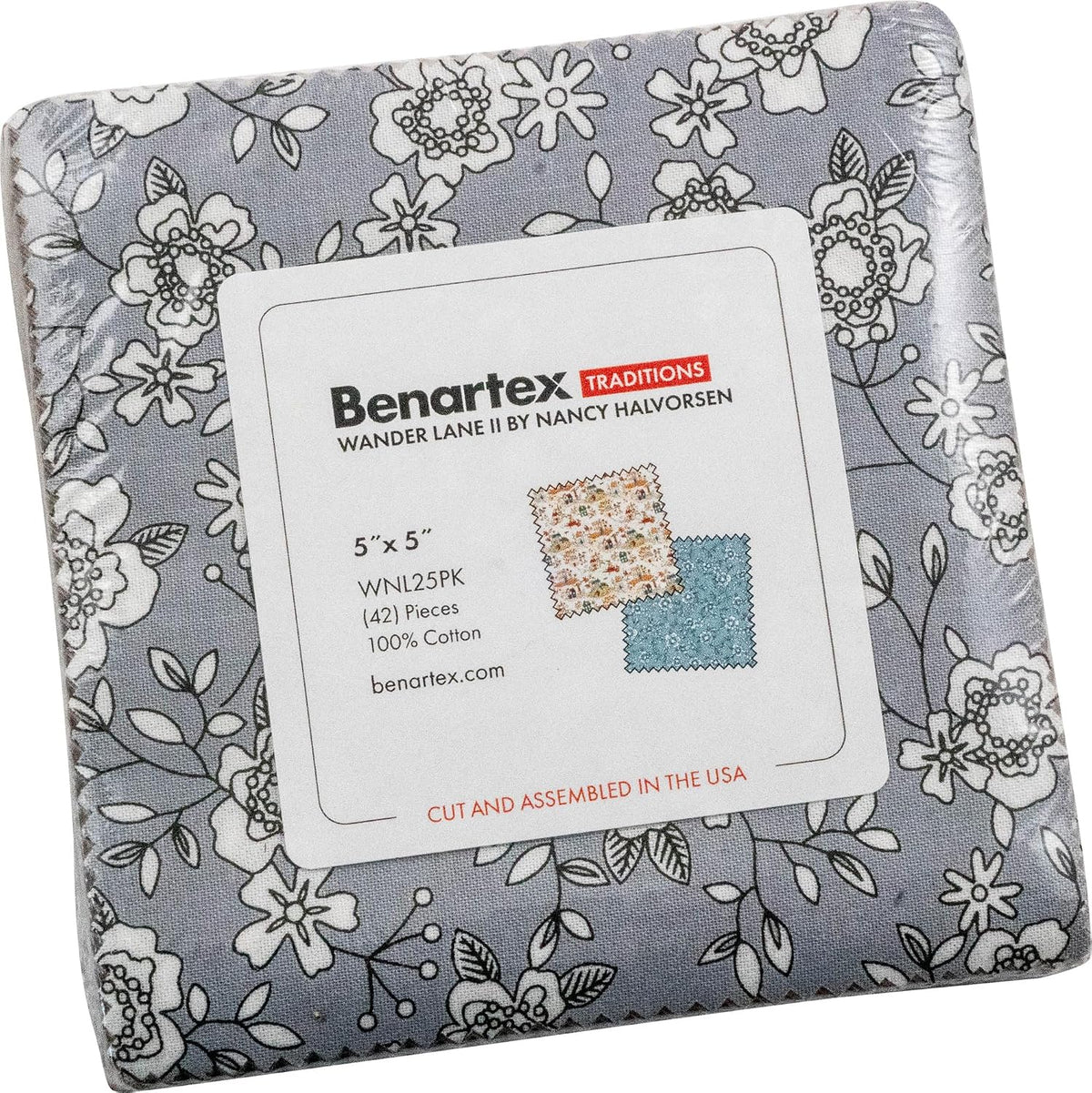 Charm Pack 5x5 Squares - Benartex Wander Lane - 40 5" Squares