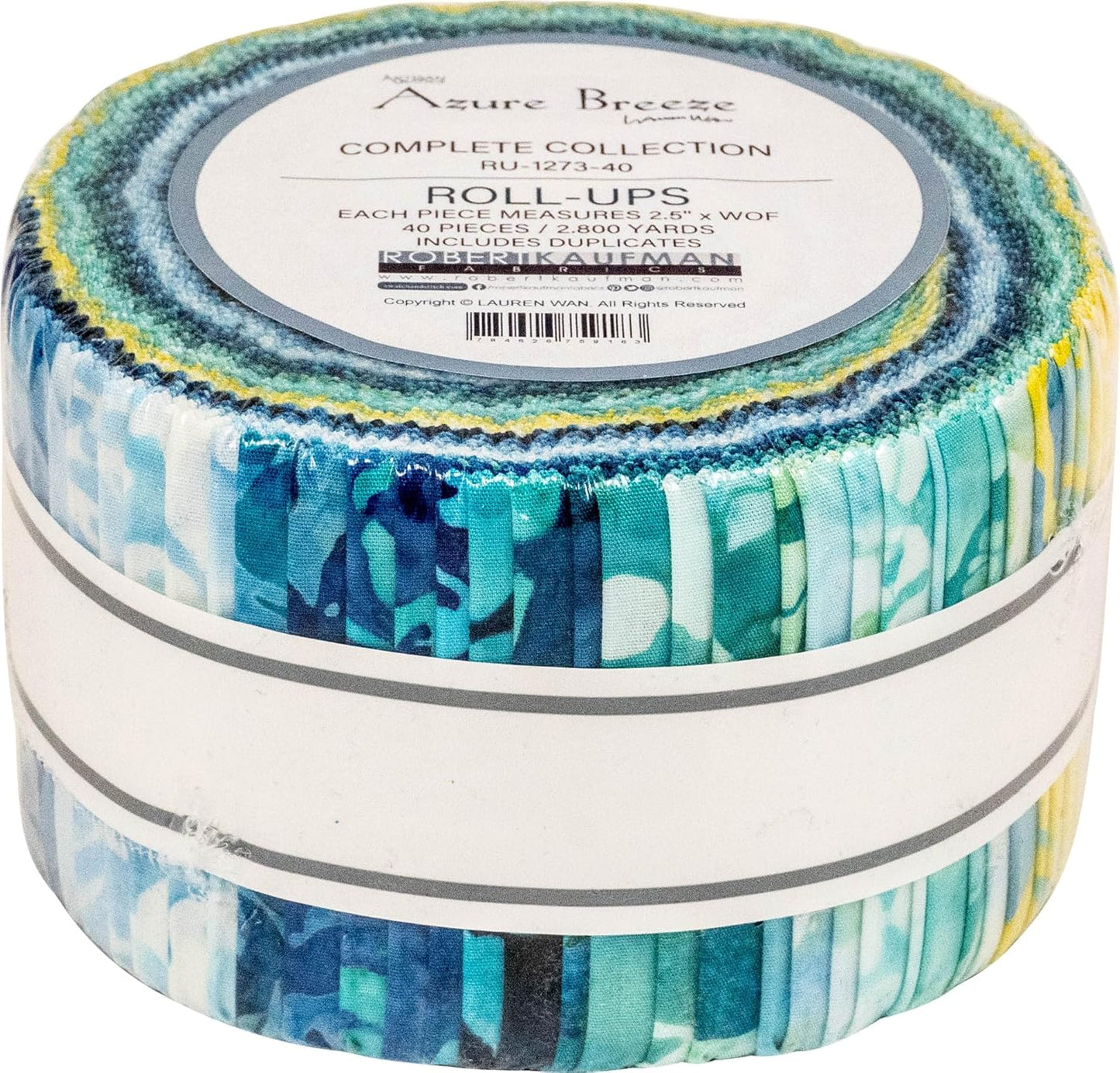 Robert Kaufman Artisan Batiks: Azure Breeze Roll-up - 40 Total Strips
