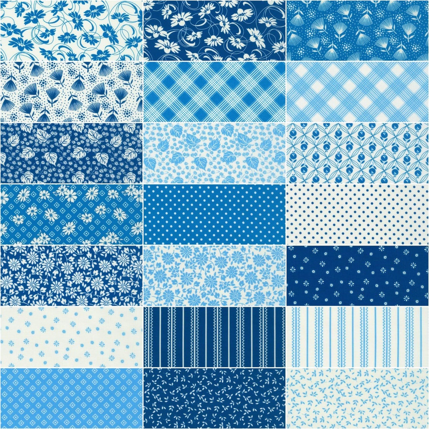 Charm Pack 5x5 Squares - Robert Kaufman Daisy's Bluework - 40 5" Squares