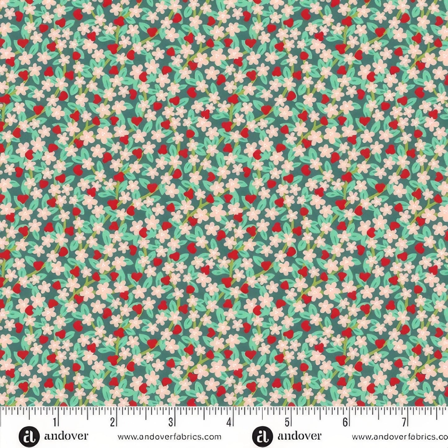 (5 yd) Andover/Makower UK Floral States Of America Apple Blossom 984-MI Michigan