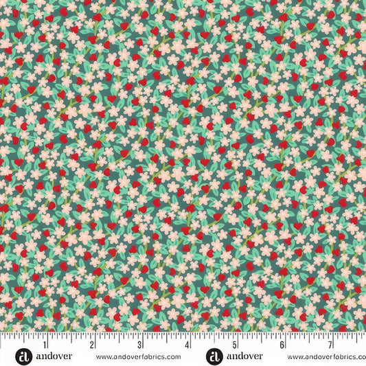 (5 yd) Andover/Makower UK Floral States Of America Apple Blossom 984-MI Michigan