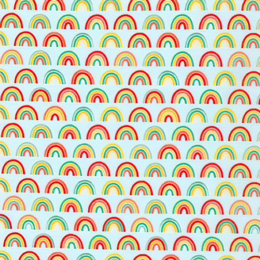 (4 yd) Robert Kaufman Bright Days Blue Rainbows AAK-20603-4