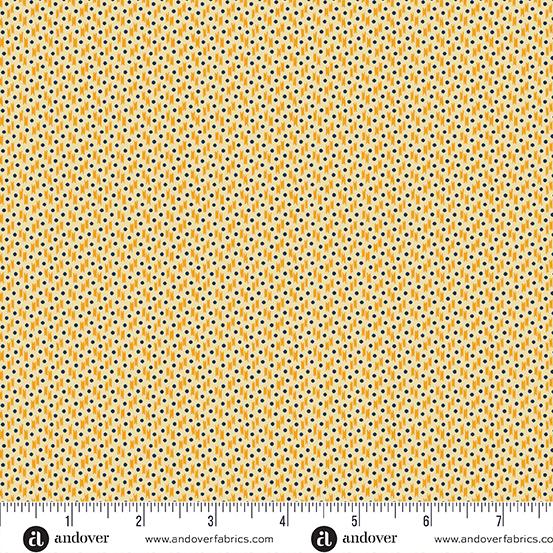 (4 yd) Andover/Makower UK Indigo Cheddar A-1146-L Cream Ikat Dot