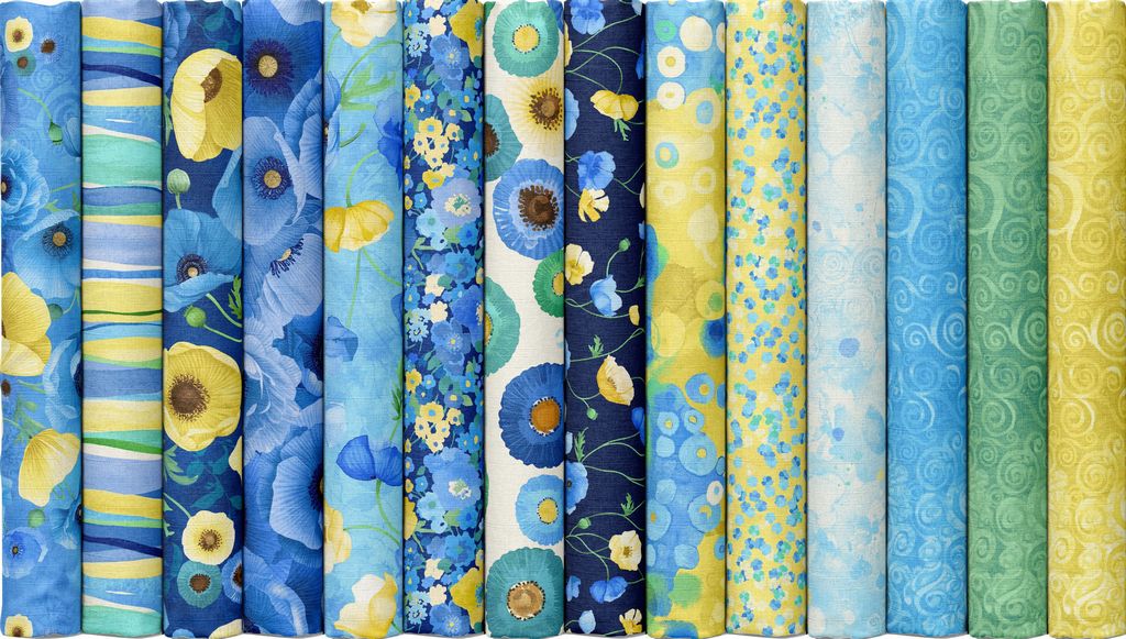 Timeless Treasures - Poppy Serenade by Chong-a Hwang - 40 2.5" Strips/Jelly Roll