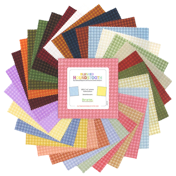 Charm Pack 5x5 Squares - Benartex Blushed Houndstooth - 40 5" Squares