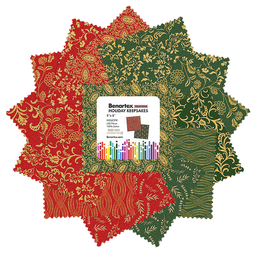 Charm Pack 5x5 Squares - Benartex Holiday Keepsakes - 40 5" Squares