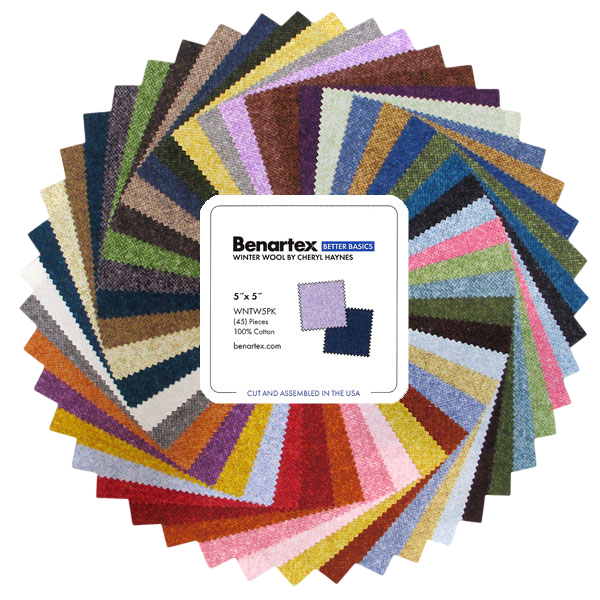 Charm Pack 5x5 Squares - Benartex Winter Wool (Cotton Print) - 40 5" Squares