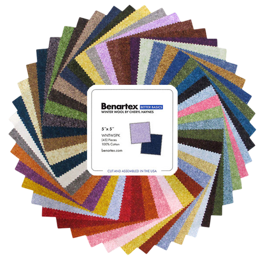 Charm Pack 5x5 Squares - Benartex Winter Wool (Cotton Print) - 40 5" Squares
