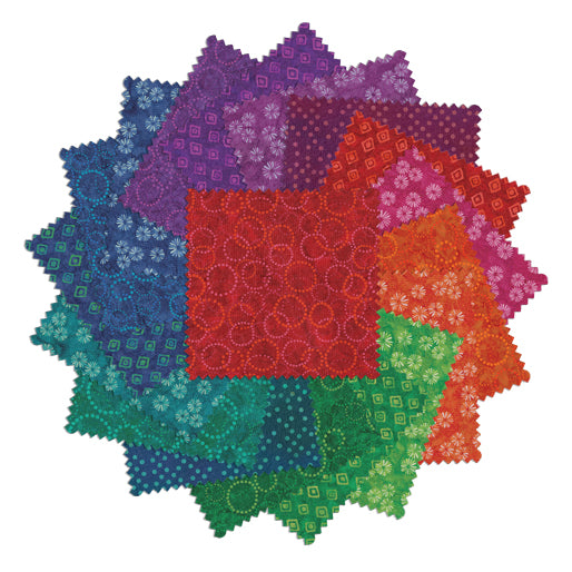 Charm Pack 5x5 Squares - Benartex Bali Batik Effects - 40 5" Squares