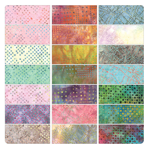 Charm Pack 5x5 Squares - Benartex Bali Batik Dot Craze - 40 5" Squares