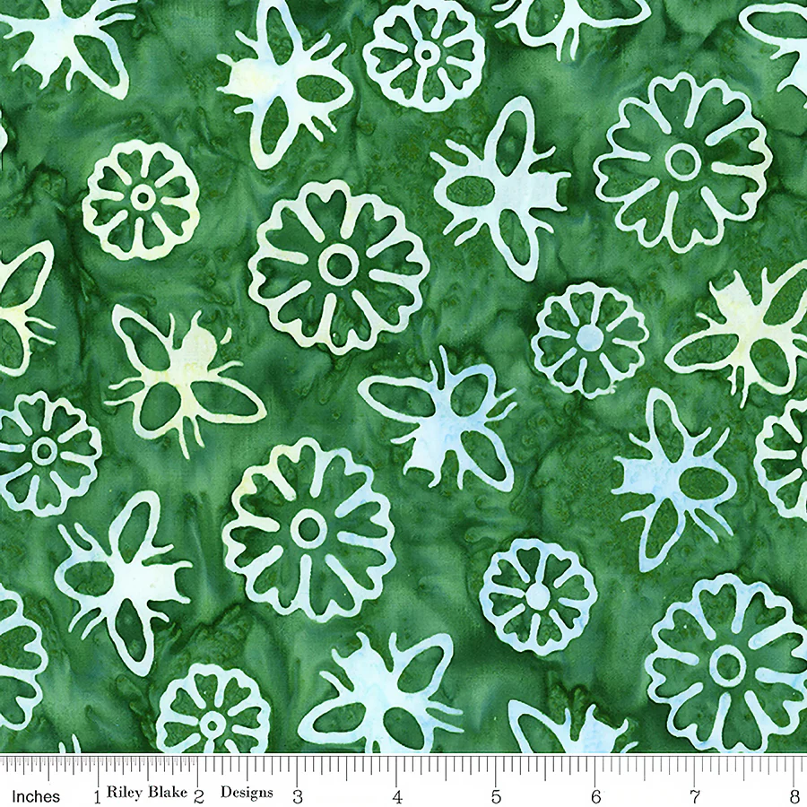 Riley Blake Expressions Batiks "Watercolor Daisies" Half-yard Bundle - 10 Fabrics, 5 Total Yards