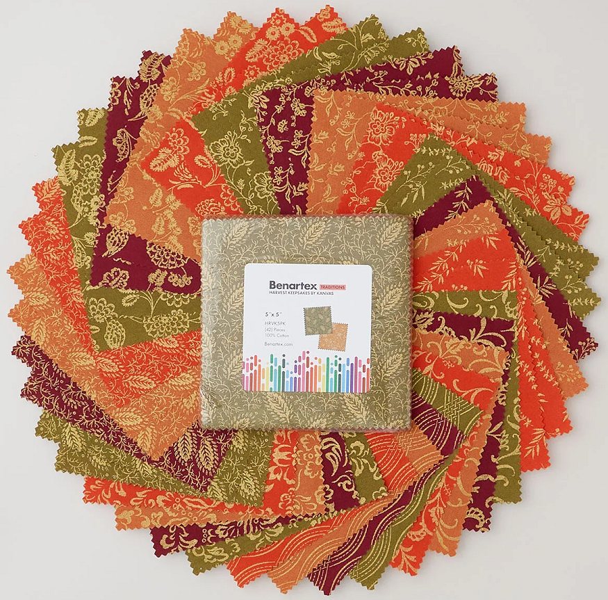 Charm Pack 5x5 Squares - Benartex Harvest Keepsakes - 40 5" Squares