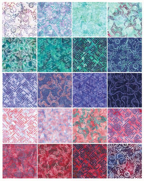 Island Batik - Bubbles Curves and Corners - 20 Fabrics, 40 Total Strips