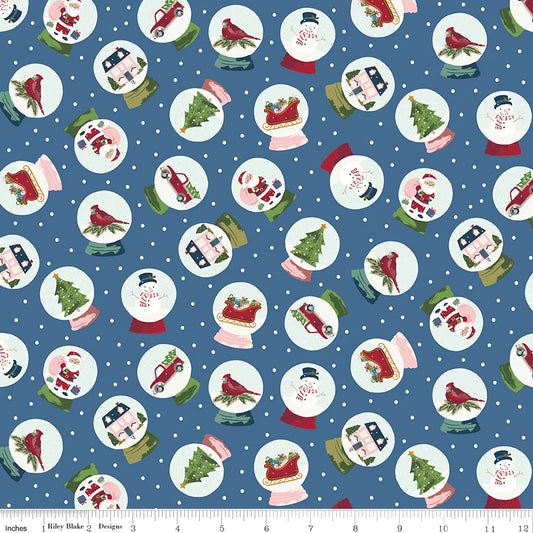 (3 yd) Riley Blake Christmas Village 12242 Denim Snow Globes