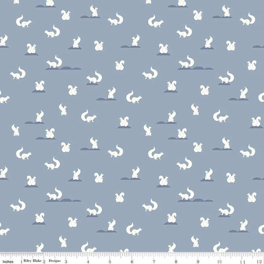 (5 yd) Riley Blake South Hill Fog Squirrels C12663