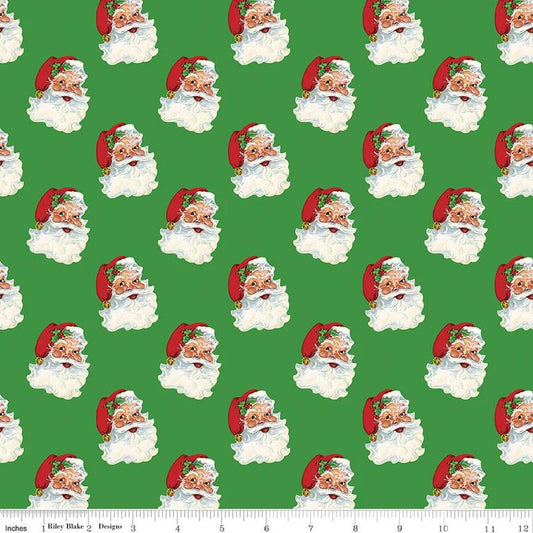(5 yd) Riley Blake Hester & Cooke Santas C13943 Green