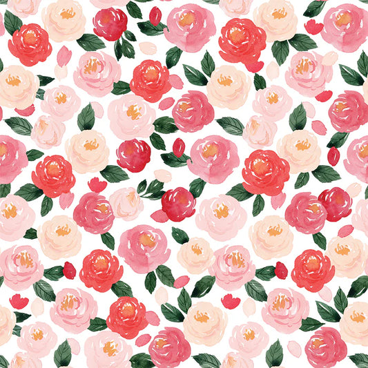 (6 yd) Riley Blake My Valentine C14150-White Main (Roses)