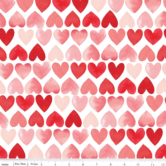 (6 yd) Riley Blake My Valentine C14151-White Hearts