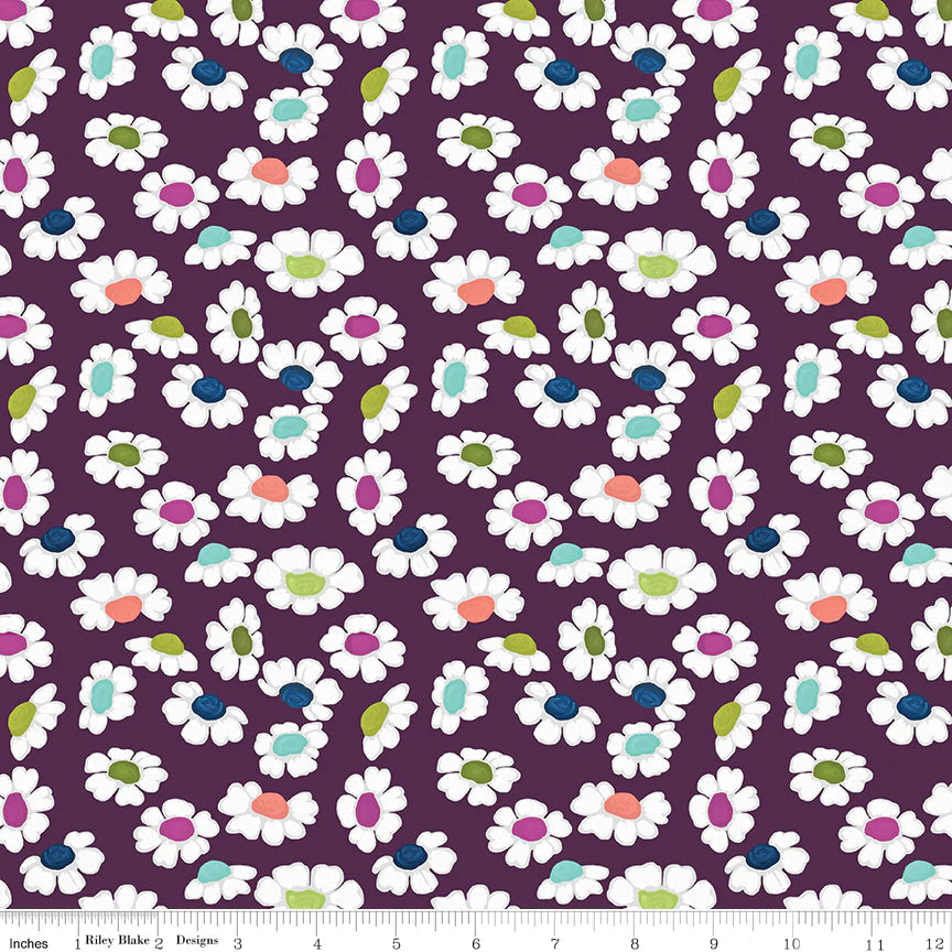 (2 yd) Riley Blake Fragrant Fields 15222 Eggplant