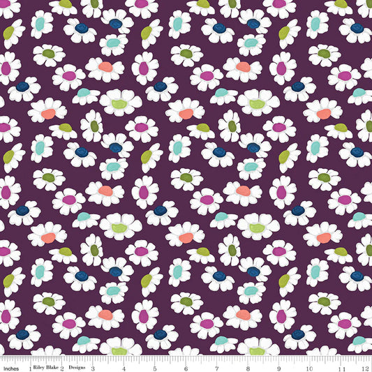 (2 yd) Riley Blake Fragrant Fields 15222 Eggplant