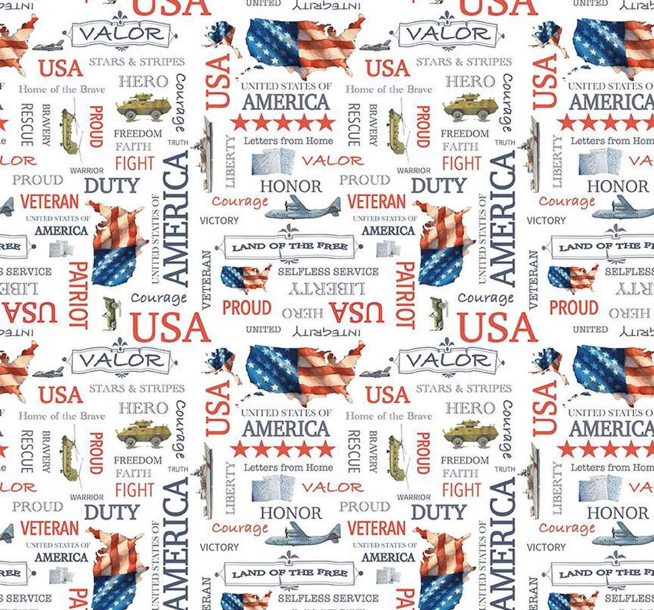 (5 yd) Riley Blake Letters From Home 15611 White Text