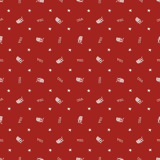 (2 yd) Riley Blake Letters From Home US Toss C15614 Red
