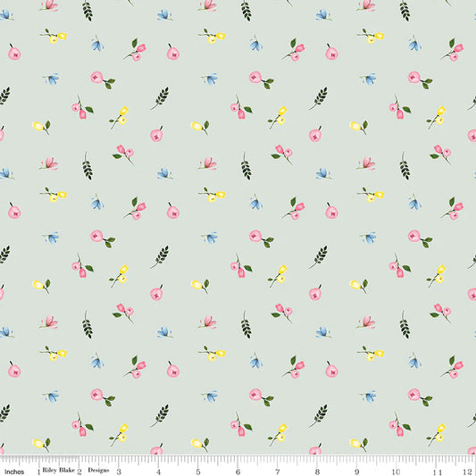 (4.5 yd) Riley Blake Sweet Spring CD15804 Seafoam Ditsy