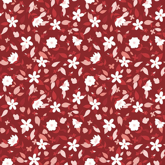 (5 yd) Riley Blake Yacht Club 15923 Red Flowers