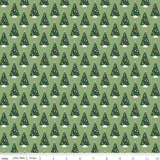 (5 yd) Riley Blake Christmas Traditions 9591-Green Trees
