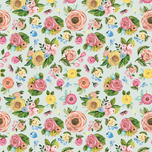 (4.5 yd) Riley Blake Sweet Spring CD15802 Seafoam Floral