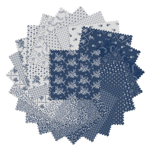 Charm Pack 5x5 Squares - Benartex Classic Keepsakes Blue - 40 5" Squares