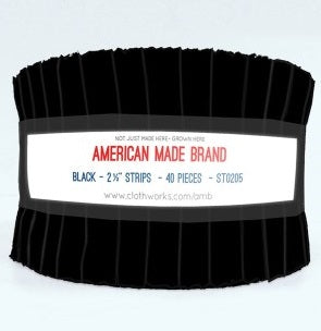 Clothworks American Made Brand - Solid Black - 40 Strips