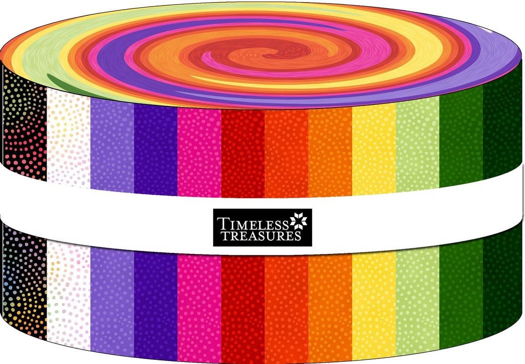 Timeless Treasures - Twirl Rainbow - 40 2.5" Strips/Jelly Roll