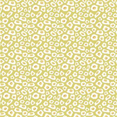 (4 yd) Clothworks Cluck Cluck Bloom 3793-126 Citron Sunny Side Up Eggs