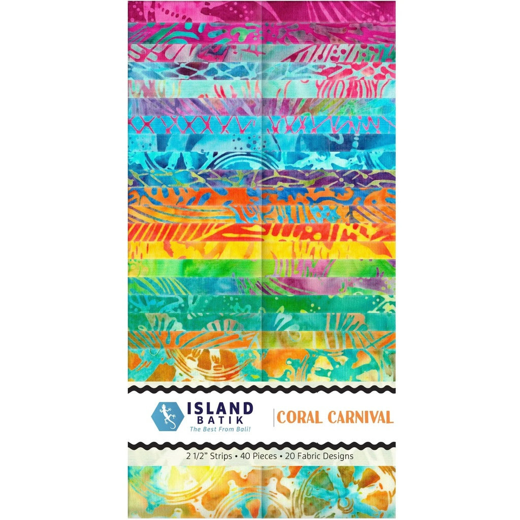 Island Batik - Coral Carnival - 20 Fabrics, 40 Total Strips