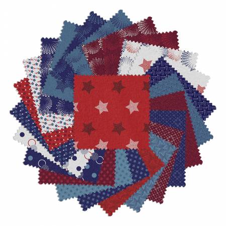 Charm Pack 5x5 Squares - Benartex Documentaries (Patriotic) - 40 5" Squares