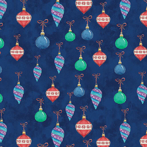 (3 yd) Benartex The Night Before Christmas Ornaments Navy 16035-56