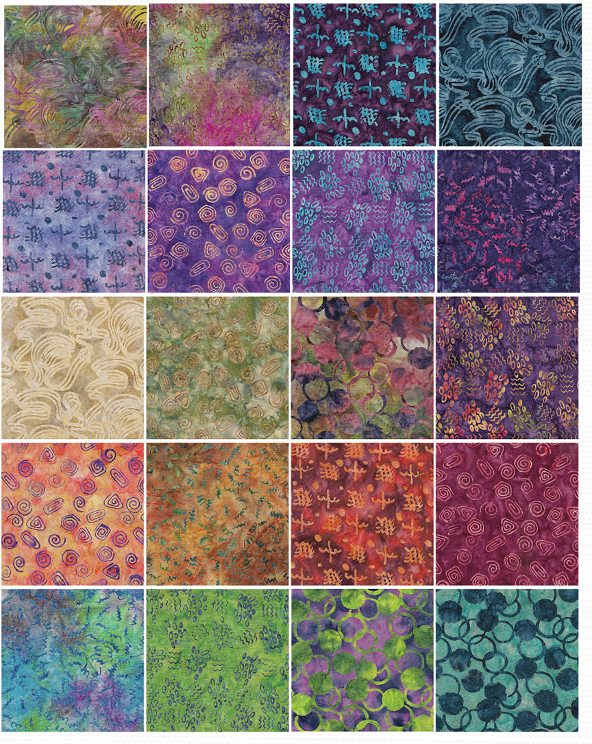 Island Batik - Dots and Doodles - 20 Fabrics, 40 Total Strips