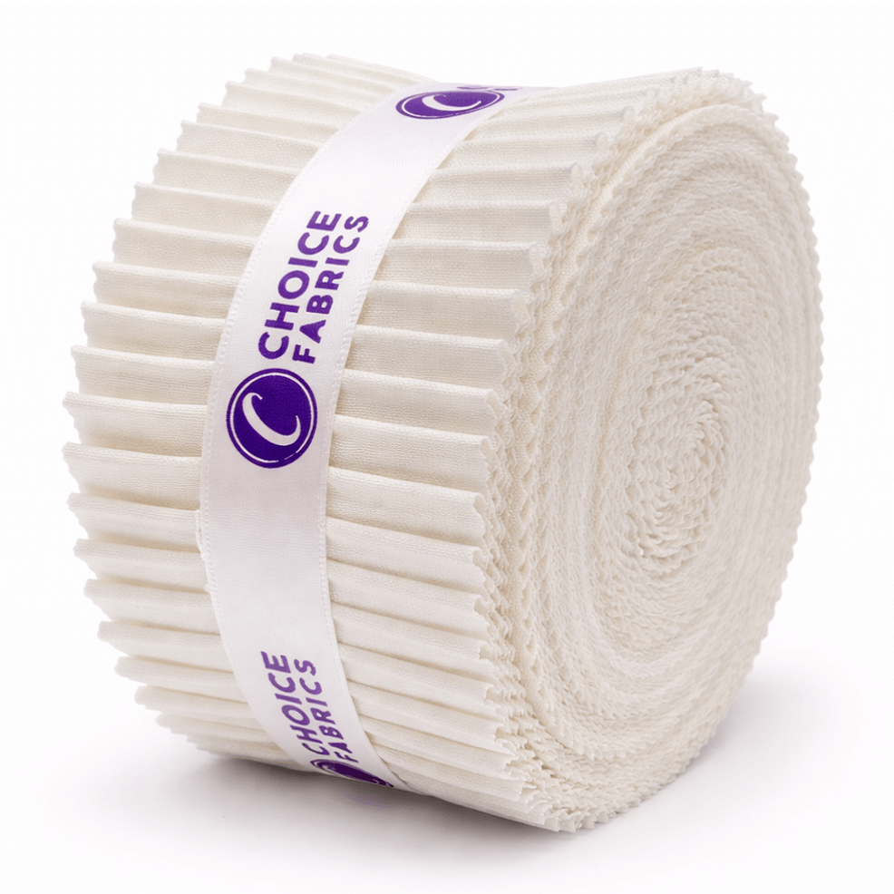 Choice Fabrics Supreme Solids Jelly Roll - Snow - 40 Strips