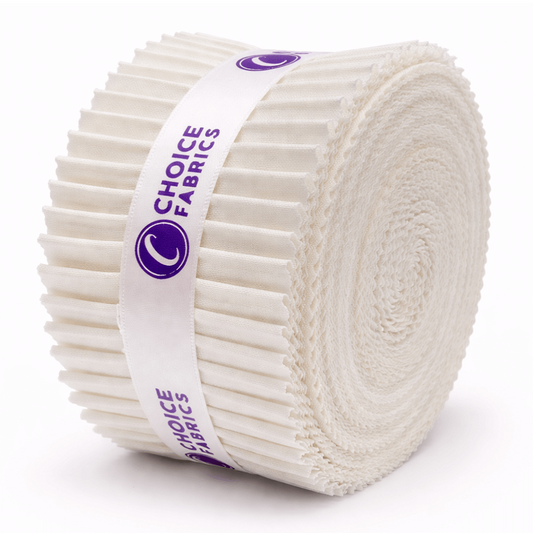 Choice Fabrics Supreme Solids Jelly Roll - Snow - 40 Strips