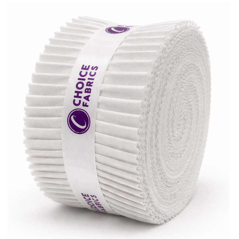 Choice Fabrics Supreme Solids Jelly Roll - White - 40 Strips