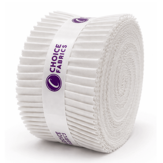Choice Fabrics Supreme Solids Jelly Roll - White - 40 Strips